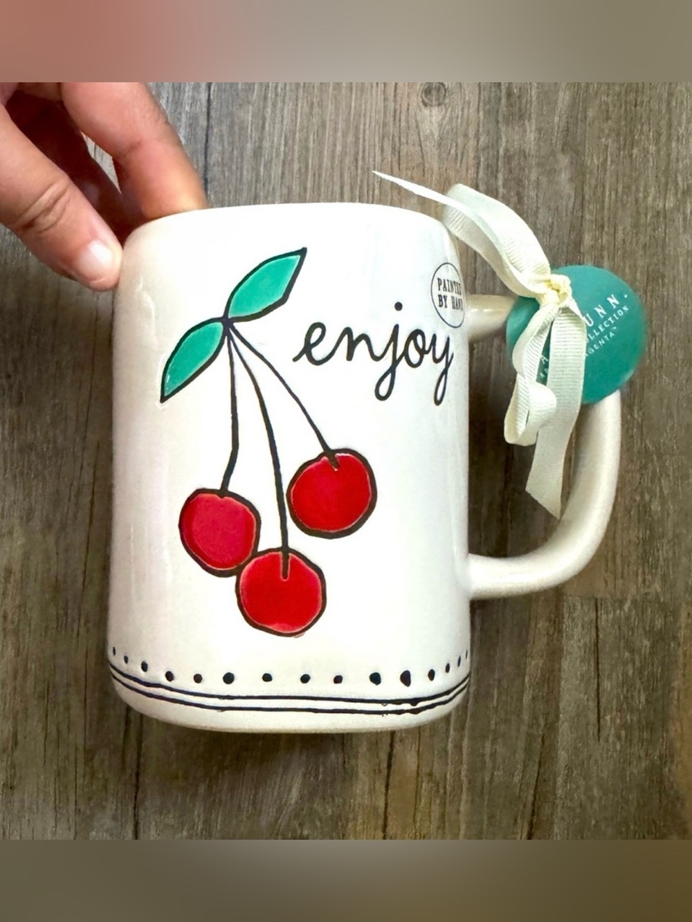 Rae Dunn Hand Painted Cherry Themed Mug
